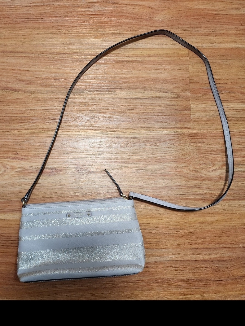 Kate Spade Women’s Glitter Stripe Crossbody Bag in Light Gray